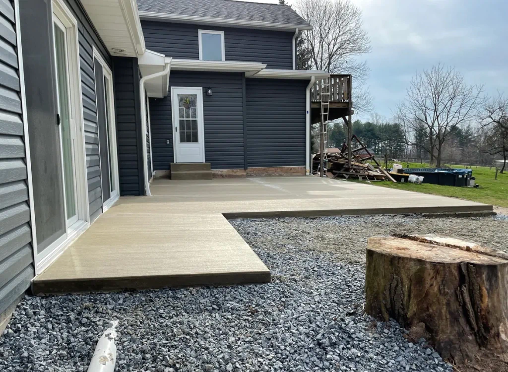 newly built concrete patio